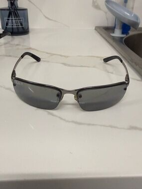 Ray-Ban Polarized Half-Rim Sunglasses - Smoke Lenses